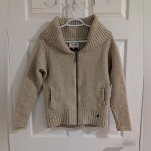 TNA Aritzia Sea-To-Sky 100% Wool Cowichan Zip Hoodie Beige XS Cabin Core ChiC